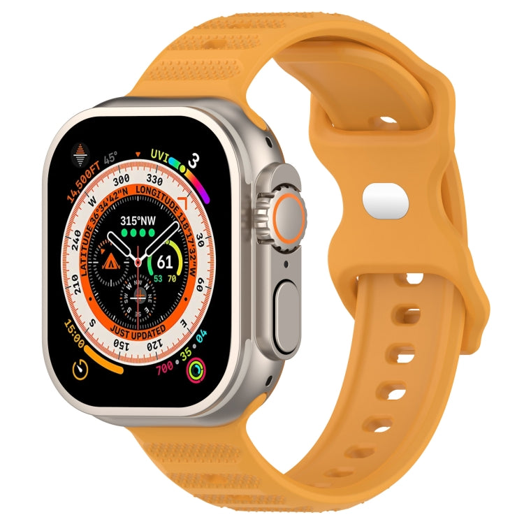 For Apple Watch 6 44mm Reverse Buckle Dot Texture Silicone Watch Band(Yellow) - Watch Bands by PMC TechLife | Online Shopping South Africa | PMC TechLife