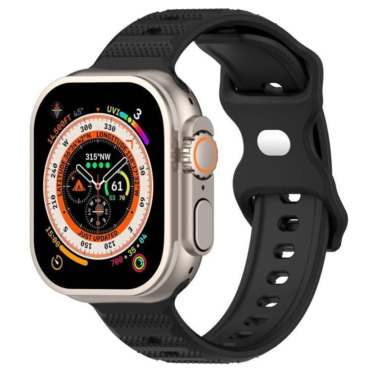 For Apple Watch 38mm Reverse Buckle Dot Texture Silicone Watch Band(Black) - Watch Bands by PMC Jewellery | Online Shopping South Africa | PMC Jewellery