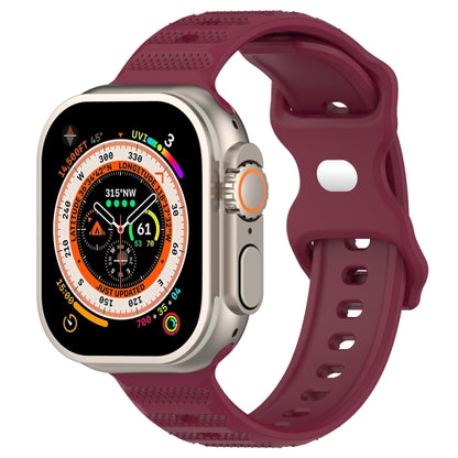 For Apple Watch 38mm Reverse Buckle Dot Texture Silicone Watch Band(Wine Red) - Watch Bands by PMC Jewellery | Online Shopping South Africa | PMC Jewellery