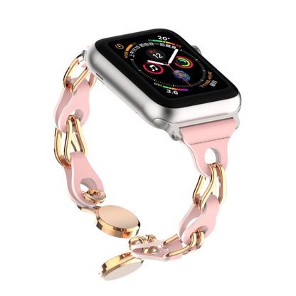 For Apple Watch SE 40mm Hollow Leather Chain Magnetic Buckle Watch Band(Pink) - Watch Bands by PMC Jewellery | Online Shopping South Africa | PMC Jewellery