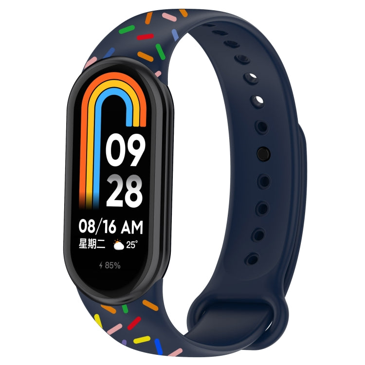 For Xiaomi Band 8 Sports Rainbow Dots Silicone Buckle Watch Band(Midnight Blue) - Watch Bands by PMC Jewellery | Online Shopping South Africa | PMC Jewellery