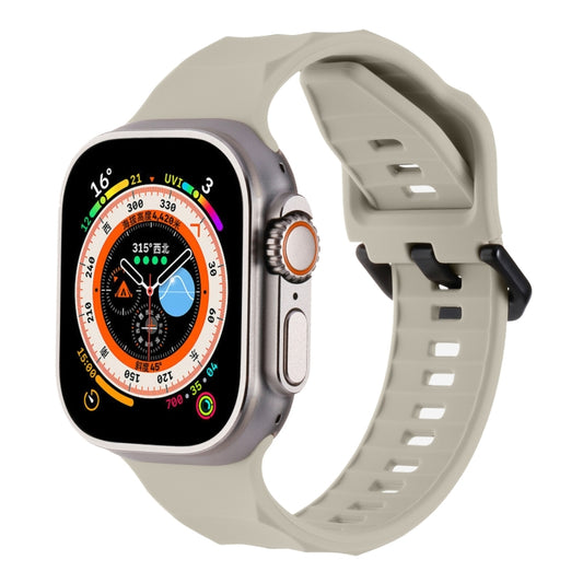 For Apple Watch 7 45mm Ripple Silicone Sports Watch Band(Starlight) - Watch Bands by PMC Jewellery | Online Shopping South Africa | PMC Jewellery