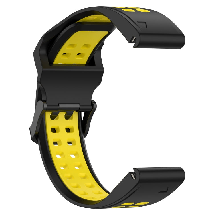 For Garmin  Instinct 2 Solar 22mm Two-Color Reverse Buckle Silicone Watch Band(Black+Yellow) - Watch Bands by PMC Jewellery | Online Shopping South Africa | PMC Jewellery