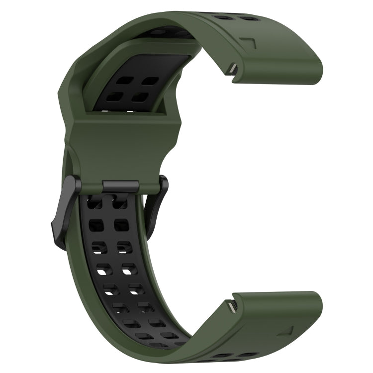 For Garmin  Instinct 2 Solar 22mm Two-Color Reverse Buckle Silicone Watch Band(Army Green+Black) - Watch Bands by PMC Jewellery | Online Shopping South Africa | PMC Jewellery