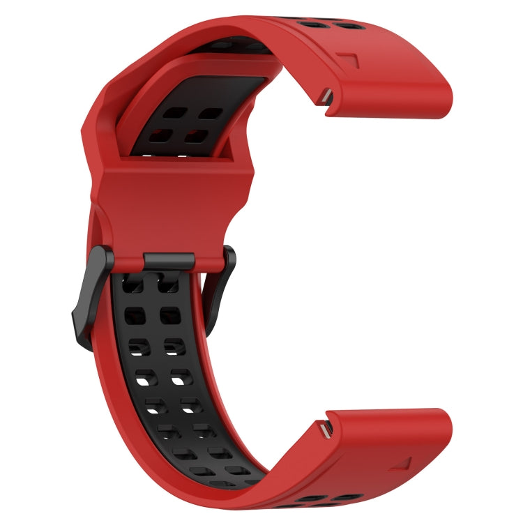 For Garmin Fenix 5 22mm Two-Color Reverse Buckle Silicone Watch Band(Red+Black) - Watch Bands by PMC Jewellery | Online Shopping South Africa | PMC Jewellery