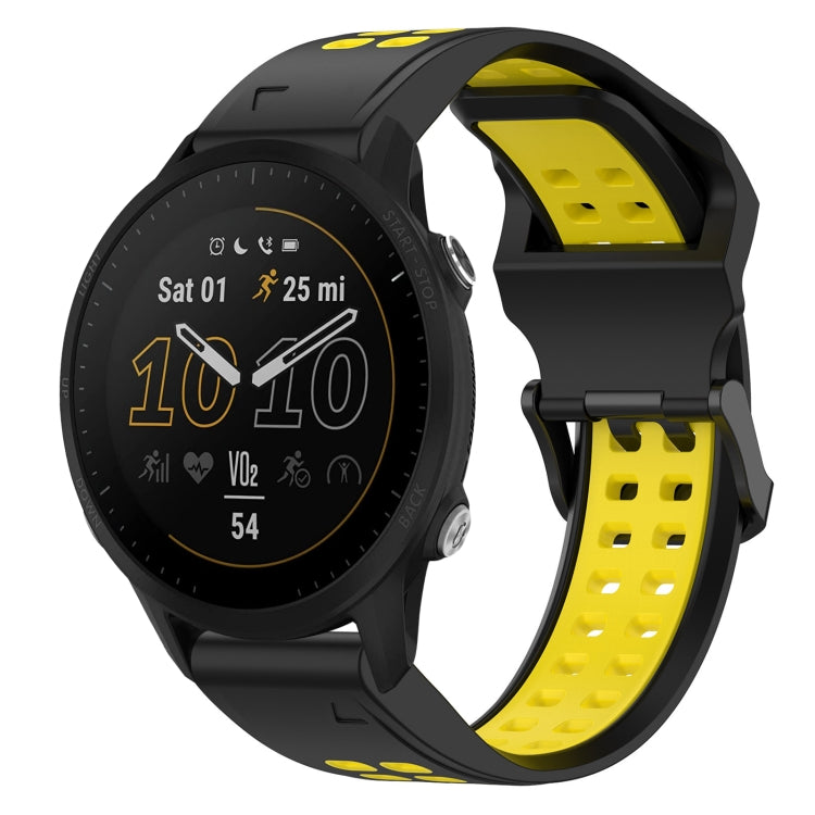 For Garmin Forerunner 955 22mm Two-Color Reverse Buckle Silicone Watch Band(Black+Yellow) - Watch Bands by PMC Jewellery | Online Shopping South Africa | PMC Jewellery