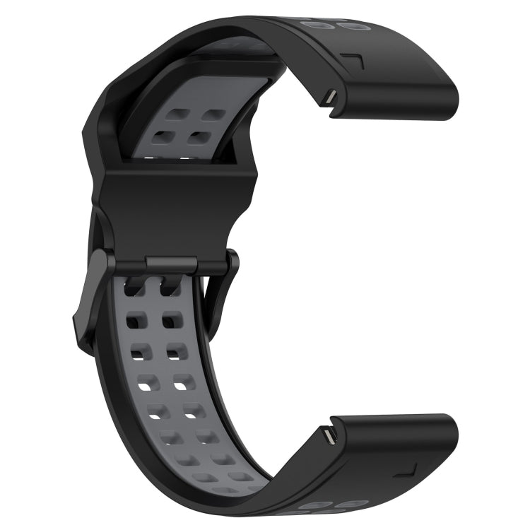 For Garmin Forerunner 945 22mm Two-Color Reverse Buckle Silicone Watch Band(Black+Grey) - Watch Bands by PMC Jewellery | Online Shopping South Africa | PMC Jewellery