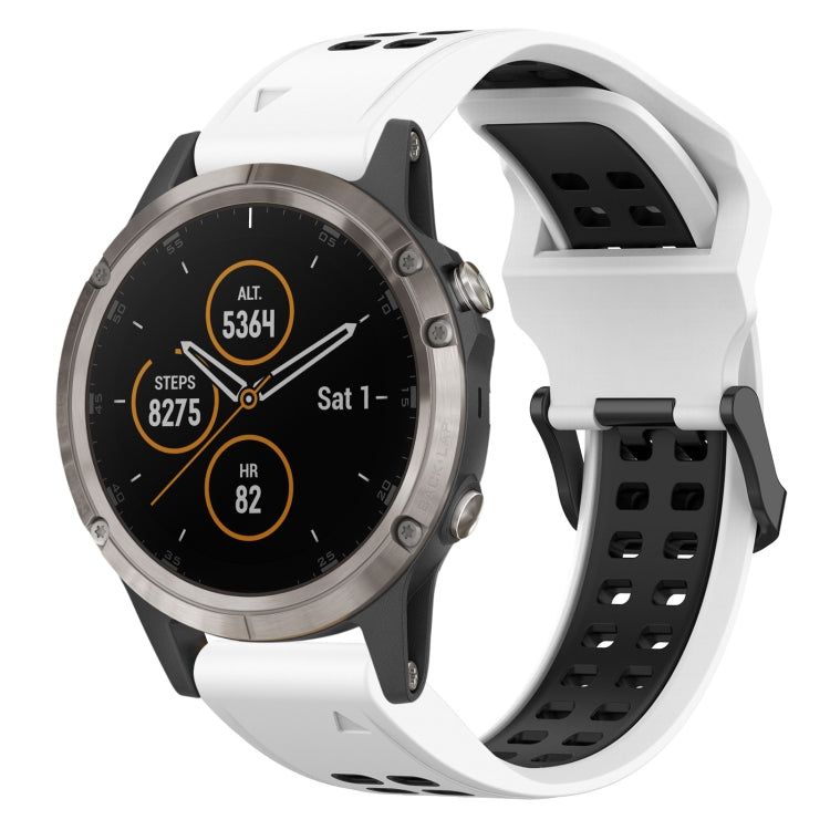 For Garmin Fenix 5 Plus 22mm Two-Color Reverse Buckle Silicone Watch Band(White+Black) - Watch Bands by PMC Jewellery | Online Shopping South Africa | PMC Jewellery