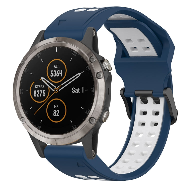 For Garmin Fenix 5 Plus 22mm Two-Color Reverse Buckle Silicone Watch Band(Blue+White) - Watch Bands by PMC Jewellery | Online Shopping South Africa | PMC Jewellery