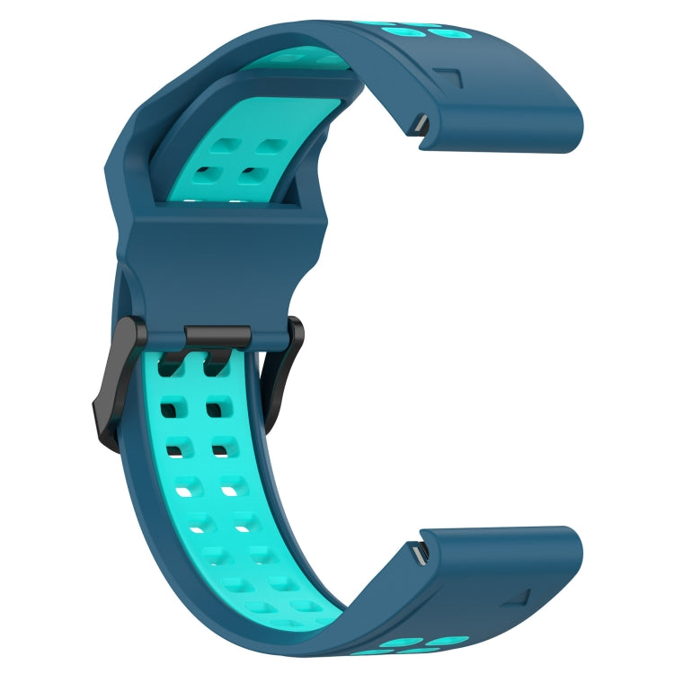 For Garmin Fenix 5 Plus 22mm Two-Color Reverse Buckle Silicone Watch Band(Blue+Teal) - Watch Bands by PMC Jewellery | Online Shopping South Africa | PMC Jewellery