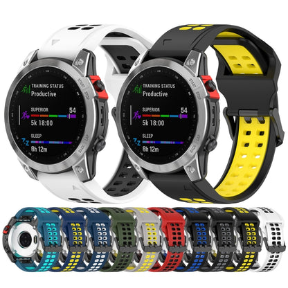 For Garmin Instinct Crossover 22mm Two-Color Reverse Buckle Silicone Watch Band(Grey+Yellow) - Watch Bands by PMC Jewellery | Online Shopping South Africa | PMC Jewellery