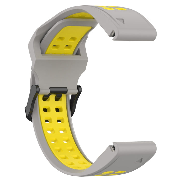 For Garmin Epix Pro 51mm 26mm Two-Color Reverse Buckle Silicone Watch Band(Grey+Yellow) - Watch Bands by PMC Jewellery | Online Shopping South Africa | PMC Jewellery