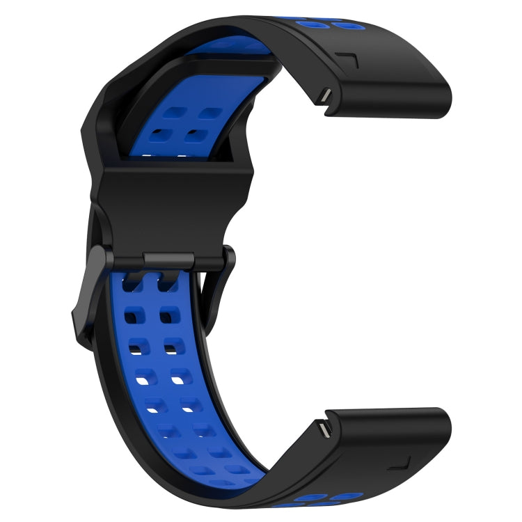 For Garmin D2 Delta PX 26mm Two-Color Reverse Buckle Silicone Watch Band(Black+Blue) - Watch Bands by PMC Jewellery | Online Shopping South Africa | PMC Jewellery