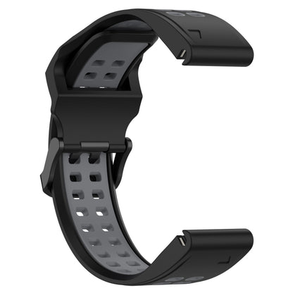 For Garmin Enduro 26mm Two-Color Reverse Buckle Silicone Watch Band(Black+Grey) - Watch Bands by PMC Jewellery | Online Shopping South Africa | PMC Jewellery