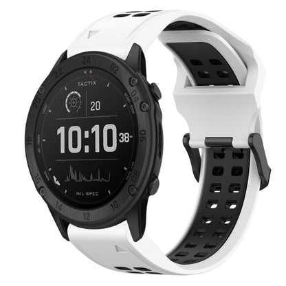 For Garmin Tactix Delta 26mm Two-Color Reverse Buckle Silicone Watch Band(White+Black) - Watch Bands by PMC Jewellery | Online Shopping South Africa | PMC Jewellery