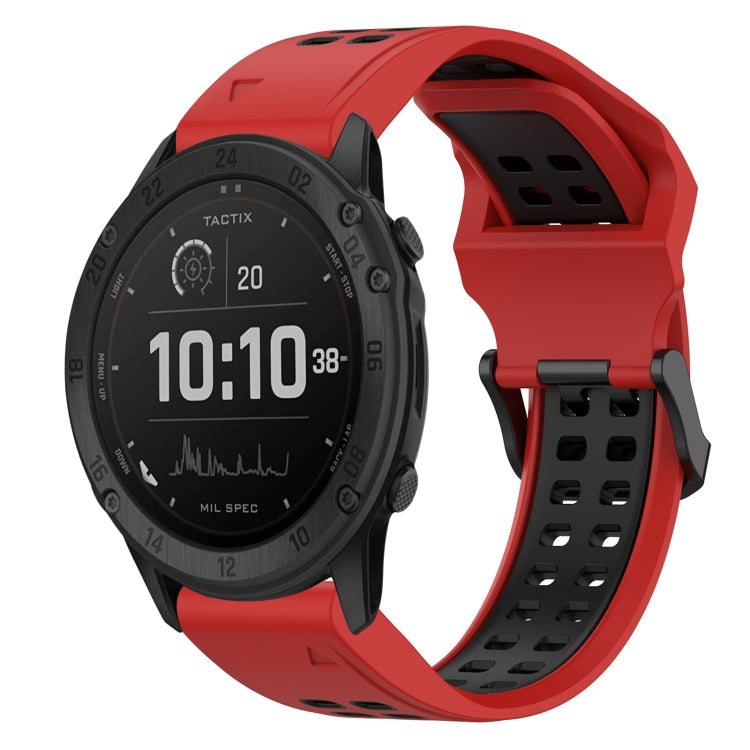 For Garmin Tactix Delta 26mm Two-Color Reverse Buckle Silicone Watch Band(Red+Black) - Watch Bands by PMC Jewellery | Online Shopping South Africa | PMC Jewellery