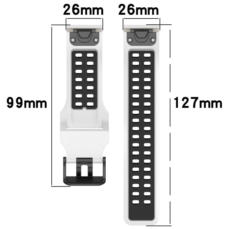 For Garmin Fenix 5X 26mm Two-Color Reverse Buckle Silicone Watch Band(Black+Grey) - Watch Bands by PMC Jewellery | Online Shopping South Africa | PMC Jewellery