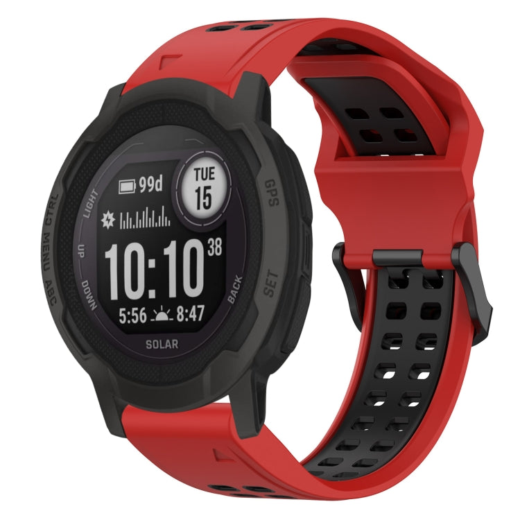 For Garmin Instinct 2S 20mm Two-Color Reverse Buckle Silicone Watch Band(Red+Black) - Watch Bands by PMC Jewellery | Online Shopping South Africa | PMC Jewellery