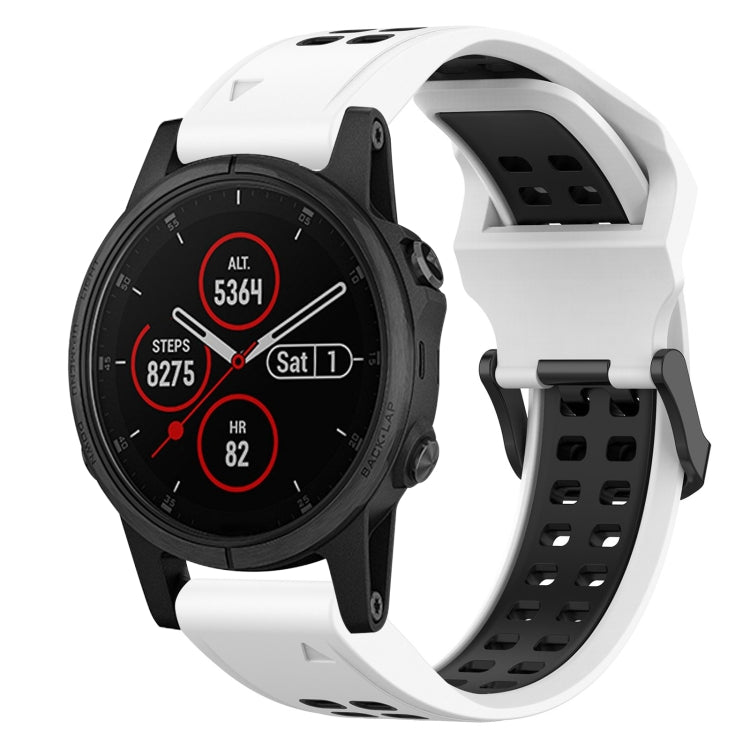 For Garmin Fenix 5S Plus 20mm Two-Color Reverse Buckle Silicone Watch Band(White+Black) - Watch Bands by PMC Jewellery | Online Shopping South Africa | PMC Jewellery