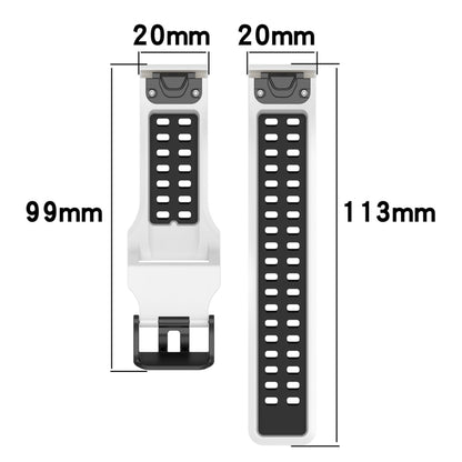 For Garmin Fenix 6S 20mm Two-Color Reverse Buckle Silicone Watch Band(White+Black) - Watch Bands by PMC Jewellery | Online Shopping South Africa | PMC Jewellery