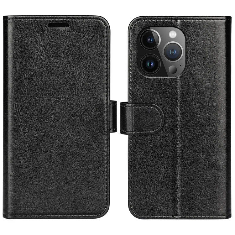 For iPhone 15 Pro R64 Texture Horizontal Flip Leather Phone Case(Black) - iPhone 15 Pro Cases by PMC Jewellery | Online Shopping South Africa | PMC Jewellery