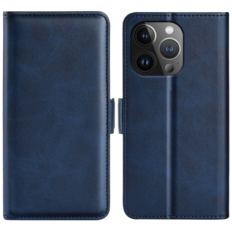 For iPhone 15 Pro Dual-side Magnetic Buckle Horizontal Flip Leather Phone Case(Dark Blue) - iPhone 15 Pro Cases by PMC Jewellery | Online Shopping South Africa | PMC Jewellery