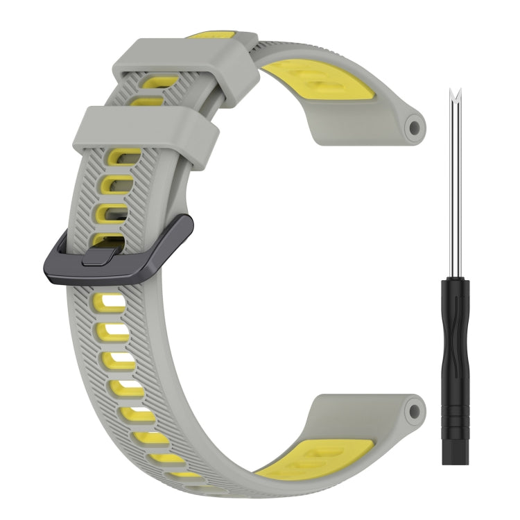 For Garmin Forerunner 955 Sports Two-Color Silicone Watch Band(Grey+Yellow) - Watch Bands by PMC Jewellery | Online Shopping South Africa | PMC Jewellery