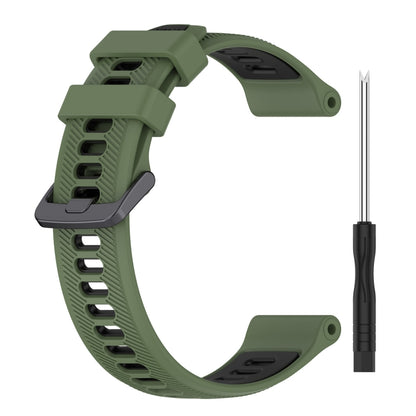 For Garmin Descent G1 Sports Two-Color Silicone Watch Band(Army Green+Black) - Watch Bands by PMC Jewellery | Online Shopping South Africa | PMC Jewellery