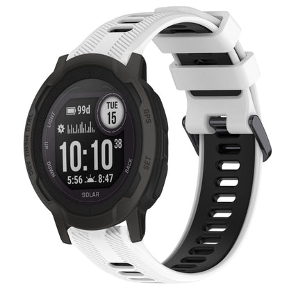 For Garmin Instinct 2 Solar Sports Two-Color Silicone Watch Band(White+Black) - Watch Bands by PMC Jewellery | Online Shopping South Africa | PMC Jewellery