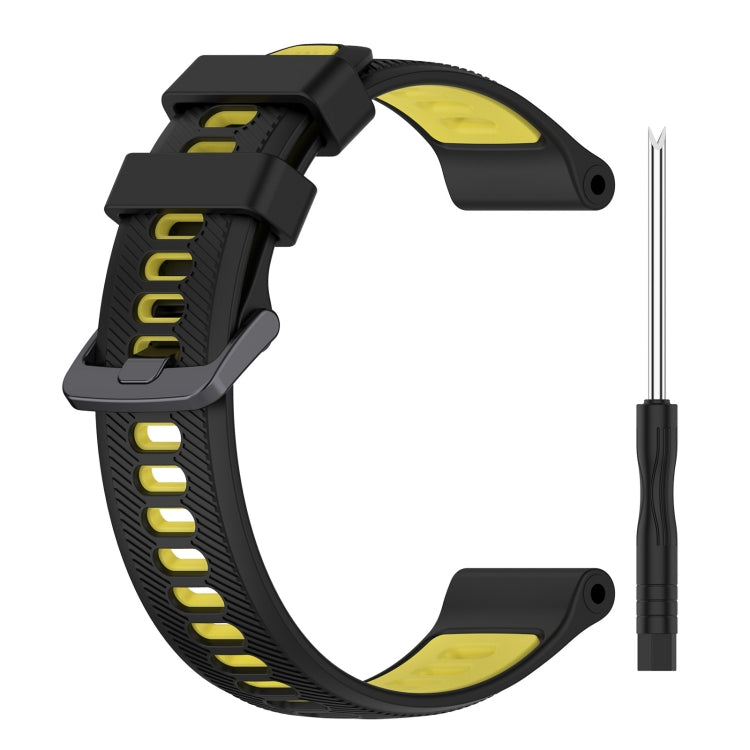 For Garmin Instinct 2 Solar Sports Two-Color Silicone Watch Band(Black+Yellow) - Watch Bands by PMC Jewellery | Online Shopping South Africa | PMC Jewellery