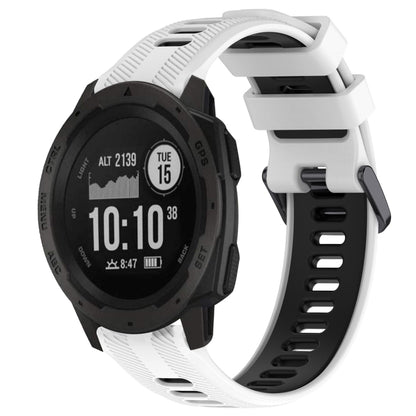 For Garmin Instinct Sports Two-Color Silicone Watch Band(White+Black) - Watch Bands by PMC Jewellery | Online Shopping South Africa | PMC Jewellery