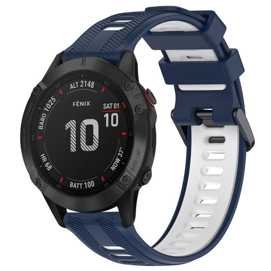 For Garmin Fenix 6 Pro Sports Two-Color Silicone Watch Band(Midnight Blue+White) - Watch Bands by PMC Jewellery | Online Shopping South Africa | PMC Jewellery