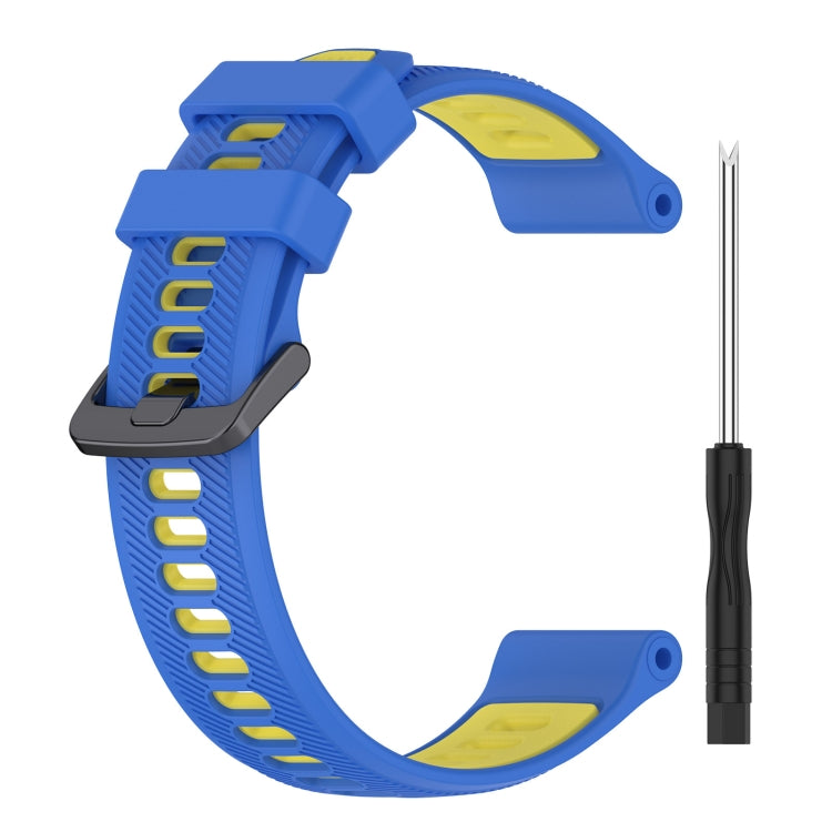 For Garmin Instinct Crossover Sports Two-Color Silicone Watch Band(Blue+Yellow) - Watch Bands by PMC Jewellery | Online Shopping South Africa | PMC Jewellery