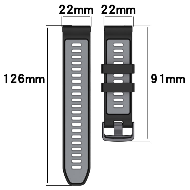 For Garmin Forerunner 945 Sports Two-Color Silicone Watch Band(Black+Grey) - Watch Bands by PMC Jewellery | Online Shopping South Africa | PMC Jewellery