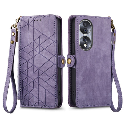 For Honor 90 Lite / X50i Geometric Zipper Wallet Side Buckle Leather Phone Case(Purple) - Honor Cases by PMC Jewellery | Online Shopping South Africa | PMC Jewellery