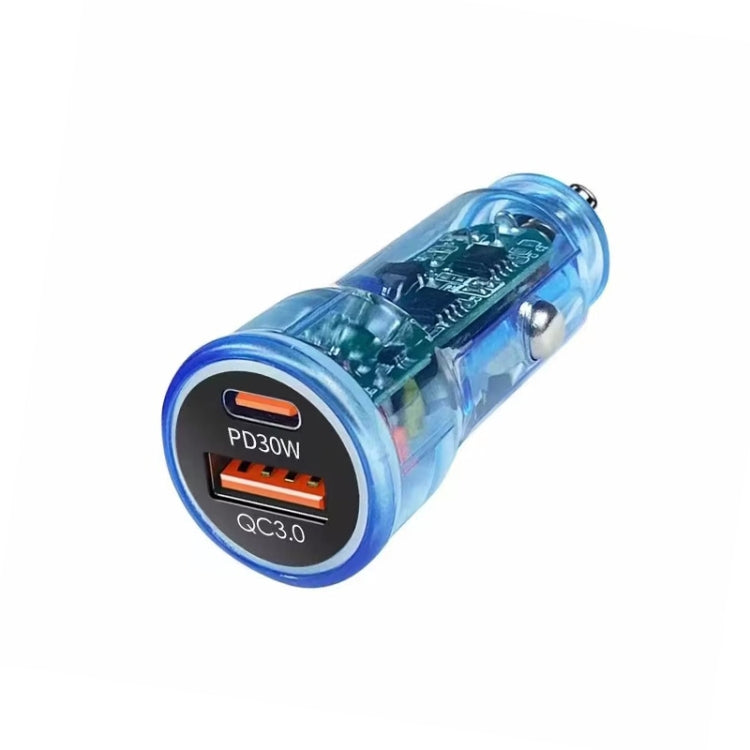 P35 48W PD30W+QC3.0 18W USB Transparent Car Quick Charge(Transparent Blue) - Car Charger by PMC Jewellery | Online Shopping South Africa | PMC Jewellery