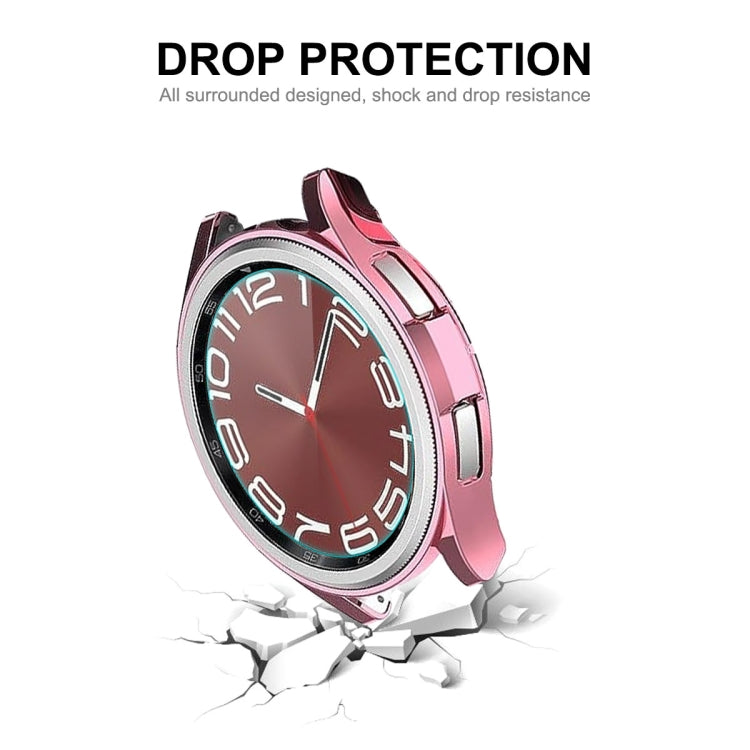 For Samsung Galaxy Watch6 Classic 47mm ENKAY Hat-Prince Electroplated Soft TPU Case + 0.2mm 9H Glass Screen Protector(Pink) - Watch Cases by ENKAY | Online Shopping South Africa | PMC Jewellery