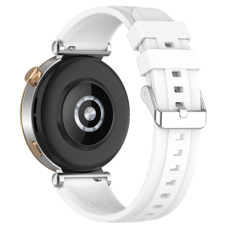 For Huawei Watch GT4 41mm Official Steps Style Silver Buckle Silicone Watch Band(White) - Watch Bands by PMC Jewellery | Online Shopping South Africa | PMC Jewellery