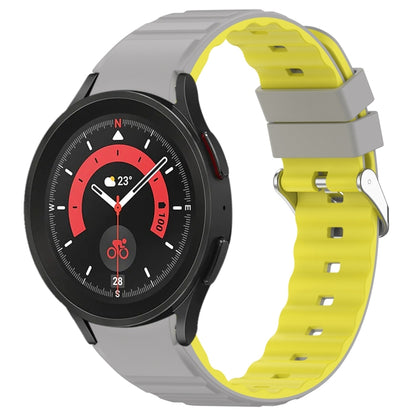 For Samsung Galaxy Watch 5 Pro Two Color Horizontal Silicone Watch Band(Grey Yellow) - Watch Bands by PMC Jewellery | Online Shopping South Africa | PMC Jewellery