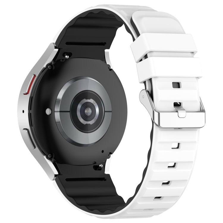 For Samsung Galaxy Watch 5 Pro Two Color Horizontal Silicone Watch Band(White Black) - Watch Bands by PMC TechLife | Online Shopping South Africa | PMC TechLife