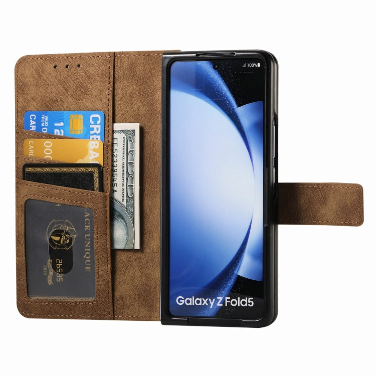 For Samsung Galaxy Z Fold5 5G Retro MagSafe Magnetic Zipper Wallet Leather Phone Case(Brown) - Galaxy Z Fold5 Cases by PMC Jewellery | Online Shopping South Africa | PMC Jewellery