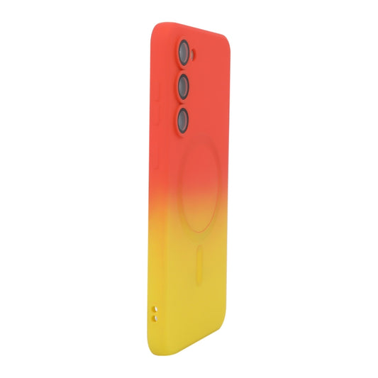 For Samsung Galaxy S24 5G ENKAY Hat-Prince MagSafe Rainbow Gradient Silicone Phone Case with Lens Film(Orange Yellow) - Galaxy S24 5G Cases by ENKAY | Online Shopping South Africa | PMC Jewellery