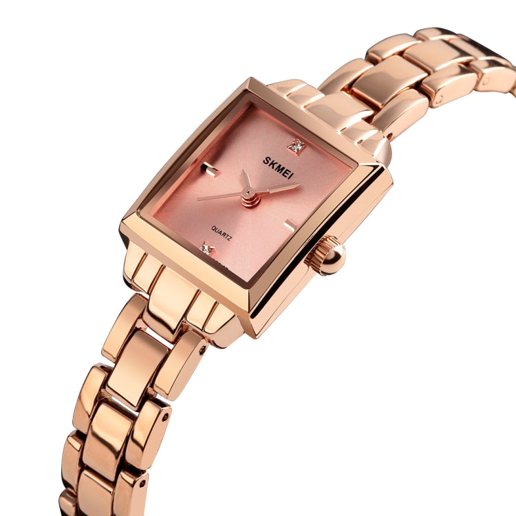 SKMEI 1407 Business Fashion Watch with Diamonds Delicate and Elegant Square Zinc Alloy Quartz Watch for Women Rose Gold - Alloy Watches by SKMEI | Online Shopping South Africa | PMC Jewellery | Buy Now Pay Later Mobicred