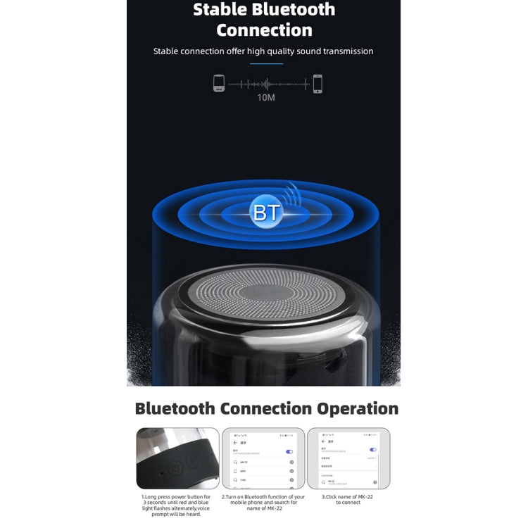Fineblue MK-22 TWS Magnetic Absorption Bluetooth Speaker With LED Light Speaker - free shipping - PMC TechLife - Order now!