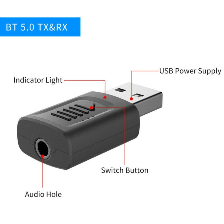 JEDX-M135 USB5.0 4 in 1 Bluetooth Audio Receiver Transmitter - Audio Receiver Transmitter by PMC Jewellery | Online Shopping South Africa | PMC Jewellery