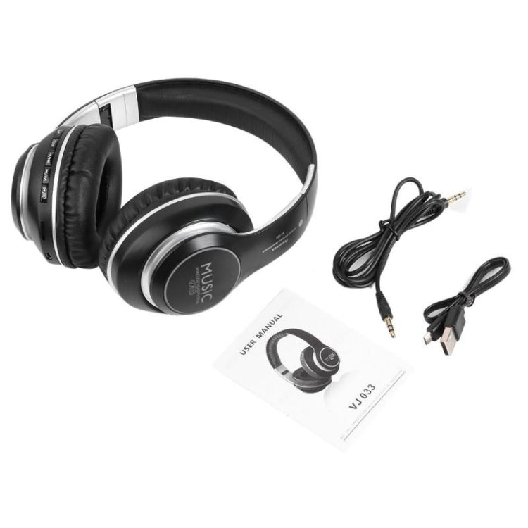 VJ033 Multi-function Upgrade Bluetooth 5.0 Headset Stereo Wireless LED Microphone FM Radio Headset(Gray) - Headset & Headphone by PMC TechLife | Online Shopping South Africa | PMC TechLife