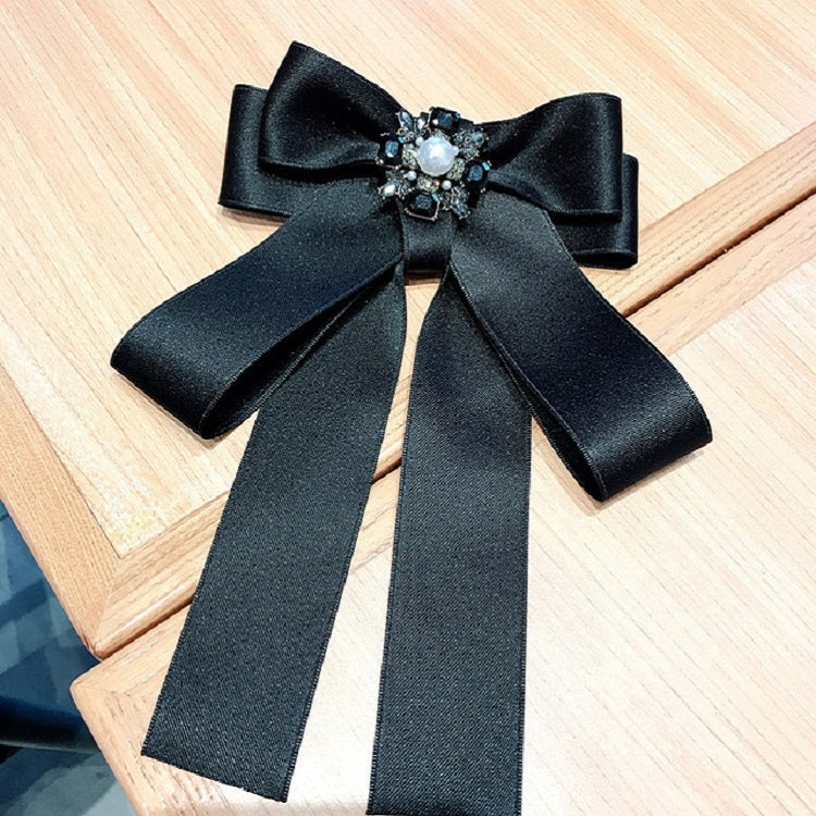 Women Square Rhinestone Bow-knot Bow Tie Brooch Clothing Accessories(Black) - Tie clip by PMC Jewellery | Online Shopping South Africa | PMC Jewellery