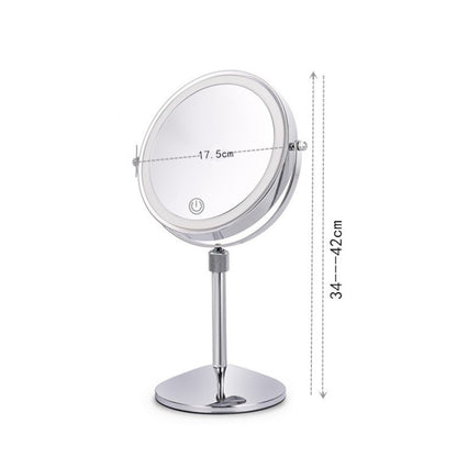 Desktop Double-SidedRound LED Luminous Makeup Mirror Liftable Magnifying Mirror, Specification:Plane + 7 Times Magnification(7-inch Battery Model) - Mirror by PMC Jewellery | Online Shopping South Africa | PMC Jewellery