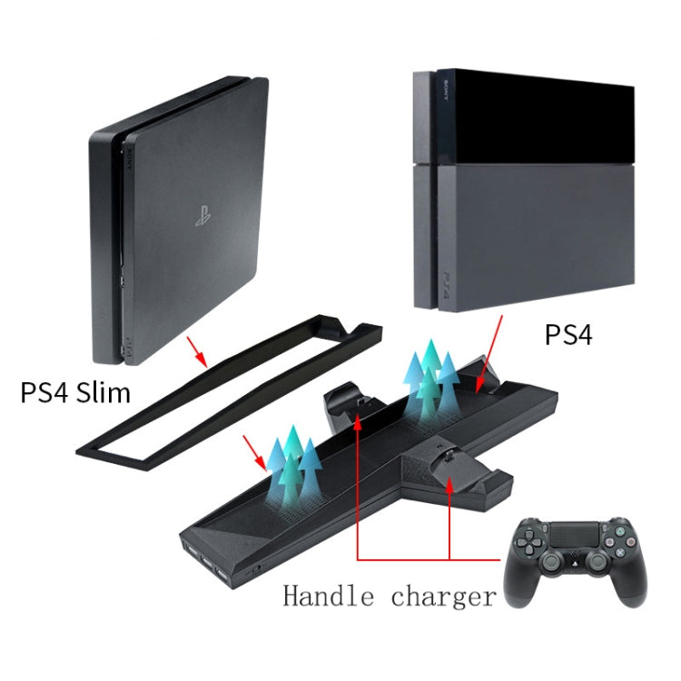 Game Console Radiator And Dual Handle Charging Base For PS4 / PS4 Slim(Black) - Holder by PMC TechLife | Online Shopping South Africa | PMC TechLife