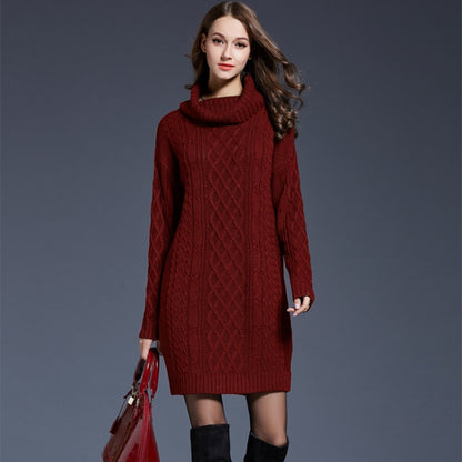 Autumn And Winter Knitwear Dresses Long Turtleneck Sweater For Women, Size: XXXXL(Wine Red) - Sweater by PMC Jewellery | Online Shopping South Africa | PMC Jewellery